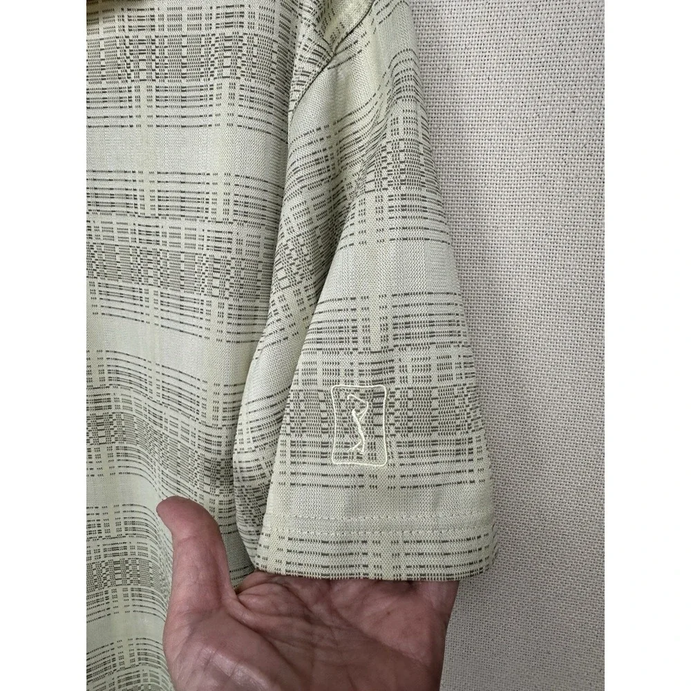 PGA‎ Tour Polo Golf Shirt Men's Size Large Yellow Striped Short Sleeve